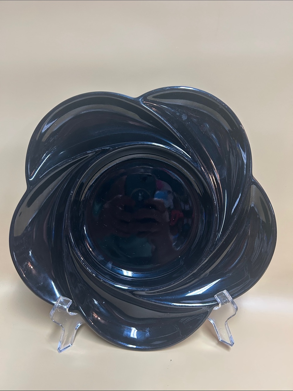 Black Swirl Ceramic fondue Plates - Set of 6